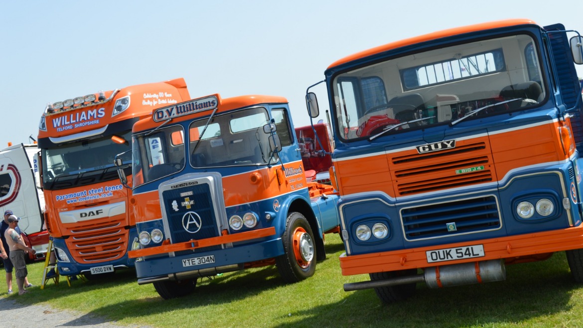 Williams DAF XF and vintage Atkinsons and Guy trucks